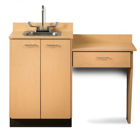 Cabinet W/ 2 Doors & Desk, Maple Top, Slate Gray Cabinet